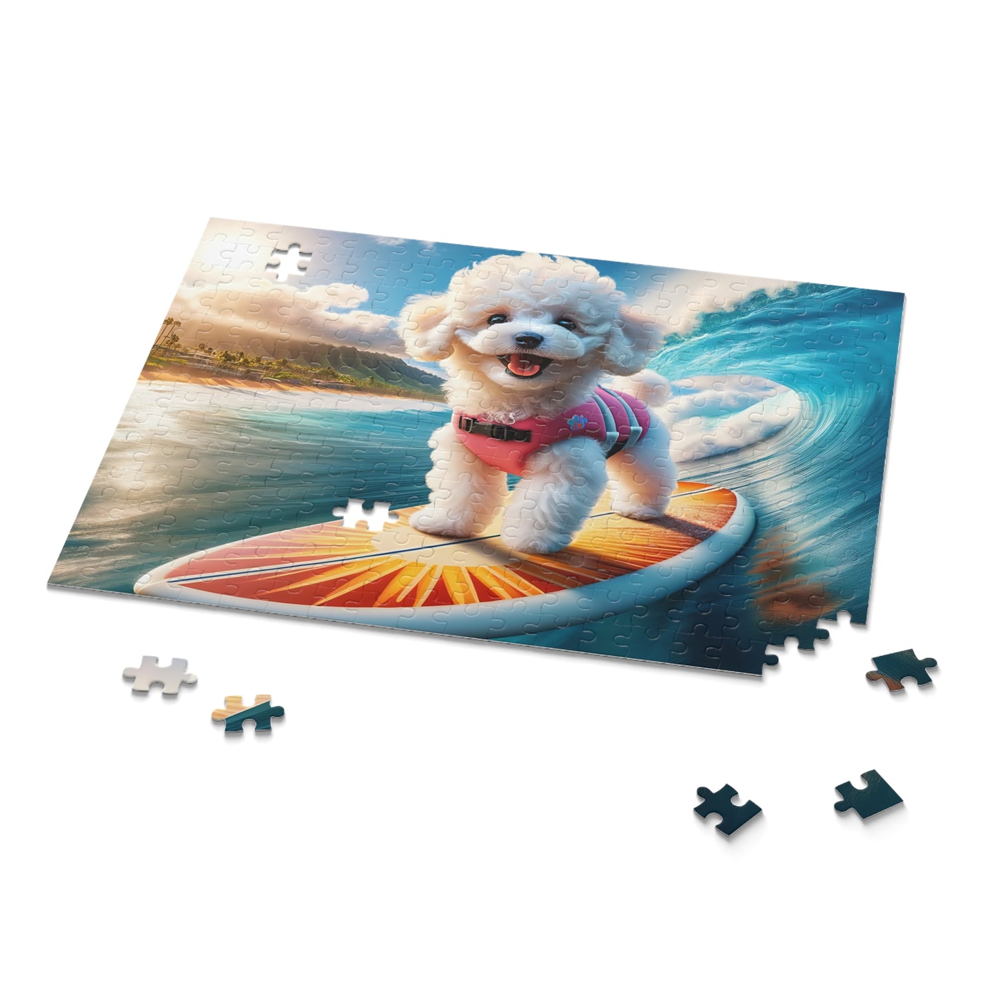 Surf Pups! Surfing Poodle Puppy Puzzle 3 - (120, 252, 500-Piece)