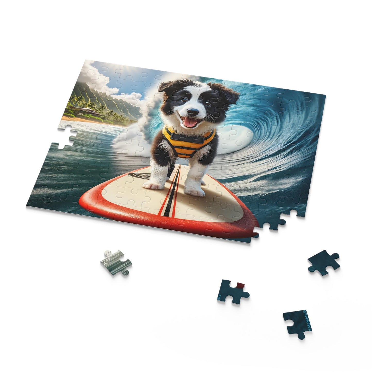 Surf Pups! Surfing Border Collie Puppy Puzzle 1 - (120, 252, 500-Piece)