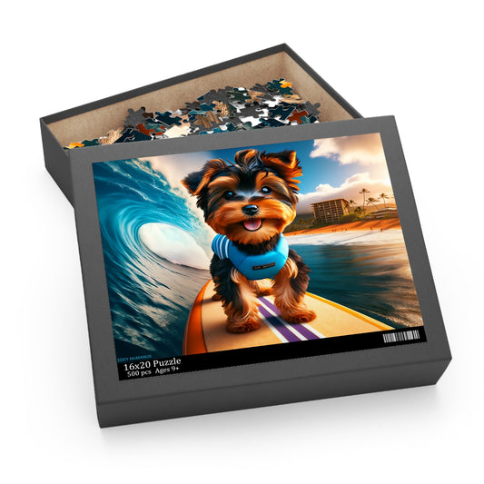 Surf Pups! Surfing Yorkie Puppy Puzzle 1 - (120, 252, 500-Piece)