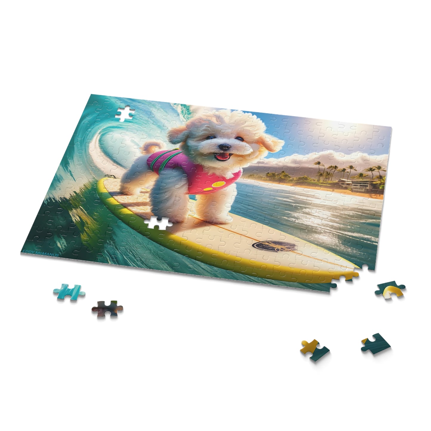 Surf Pups! Surfing Poodle Puppy Puzzle 12 - (120, 252, 500-Piece)