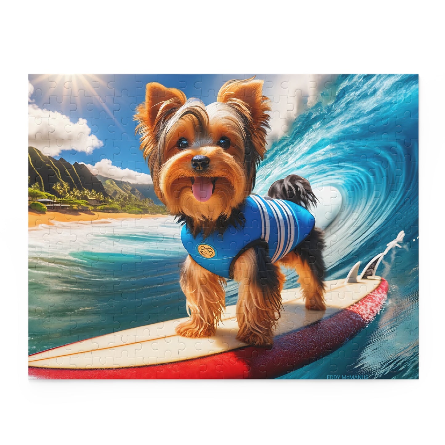 Surf Pups! Surfing Yorkie Puppy Puzzle 8 - (120, 252, 500-Piece)