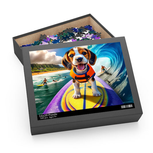 Surf Pups! Surfing Beagle Puppy Puzzle 7 (120, 252, 500-Piece)