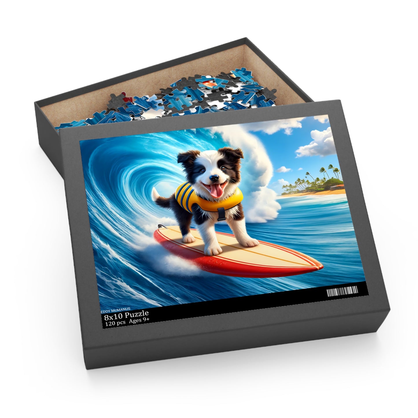Surf Pups! Surfing Border Collie Puppy Puzzle 5 - (120, 252, 500-Piece)