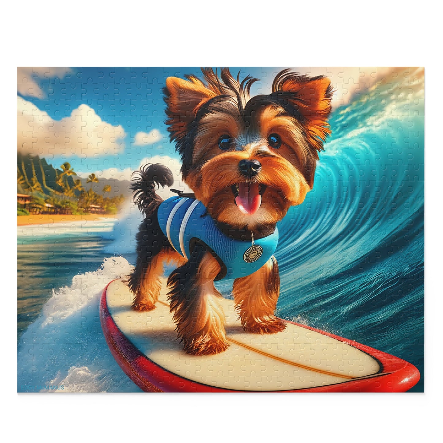 Surf Pups! Surfing Yorkie Puppy Puzzle 3 - (120, 252, 500-Piece)