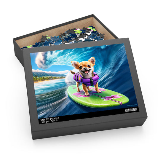 Surf Pups! Surfing Chihuahua Puppy Puzzle 2 - (120, 252, 500-Piece)