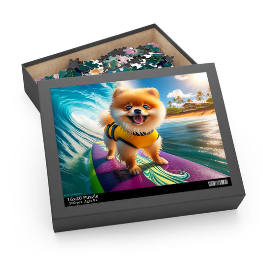 Surf Pups! Surfing Pomeranian Puppy Puzzle 5 - (120, 252, 500-Piece)