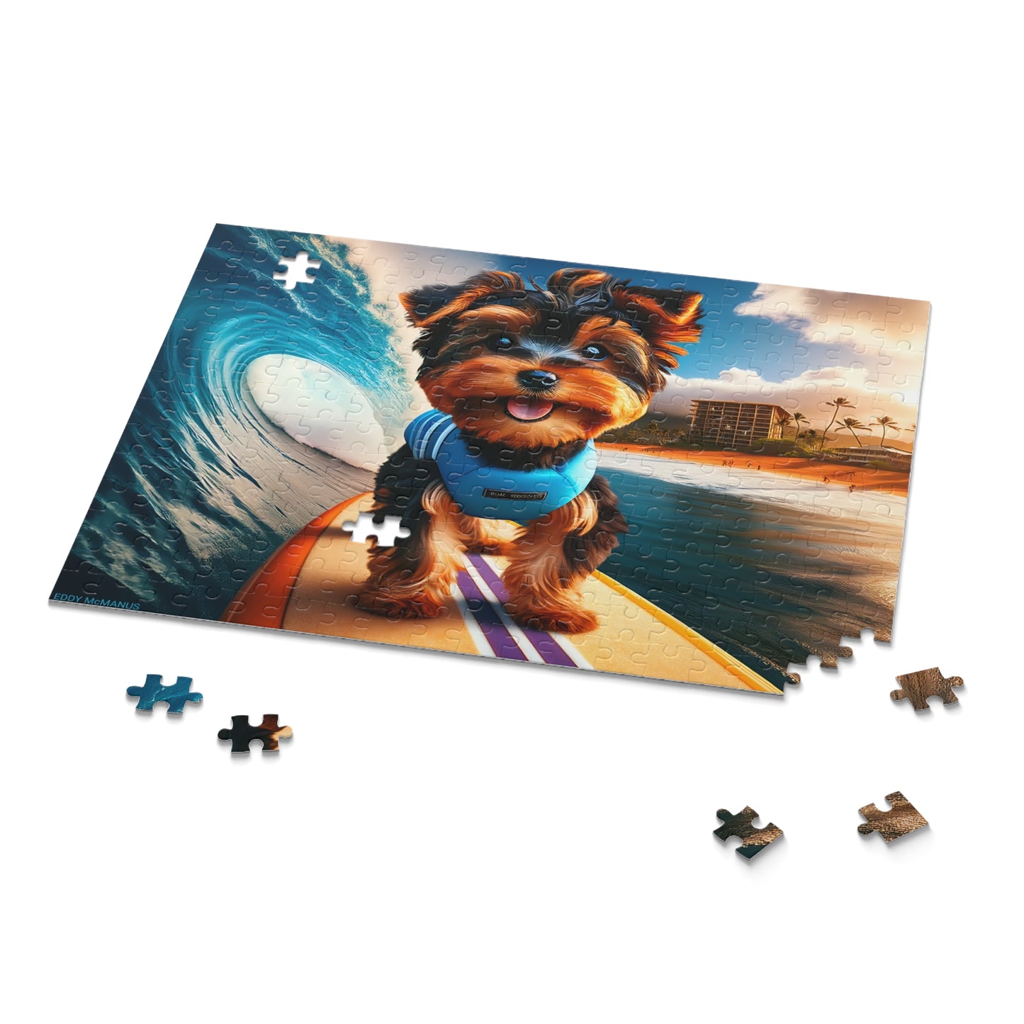 Surf Pups! Surfing Yorkie Puppy Puzzle 1 - (120, 252, 500-Piece)