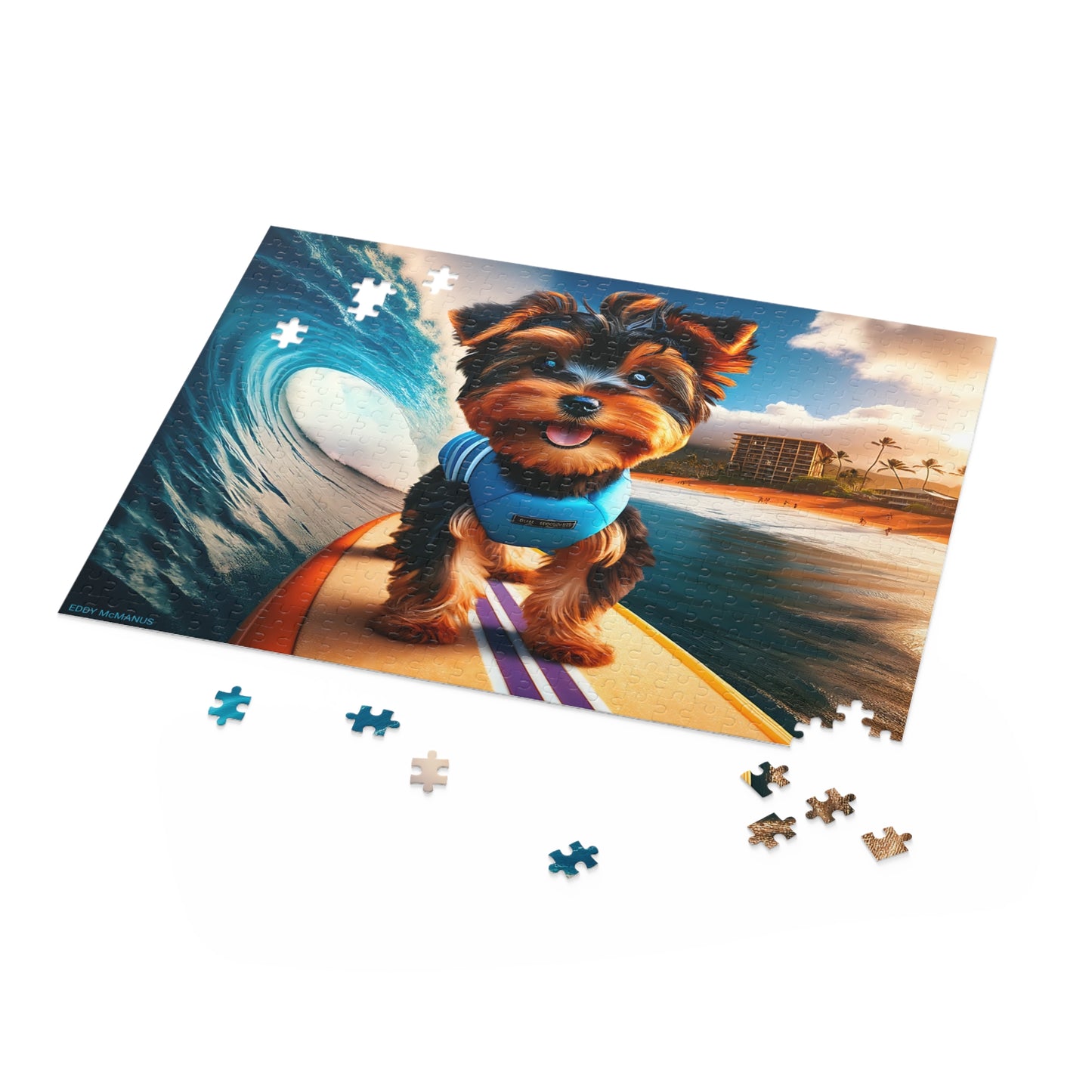 Surf Pups! Surfing Yorkie Puppy Puzzle 1 - (120, 252, 500-Piece)