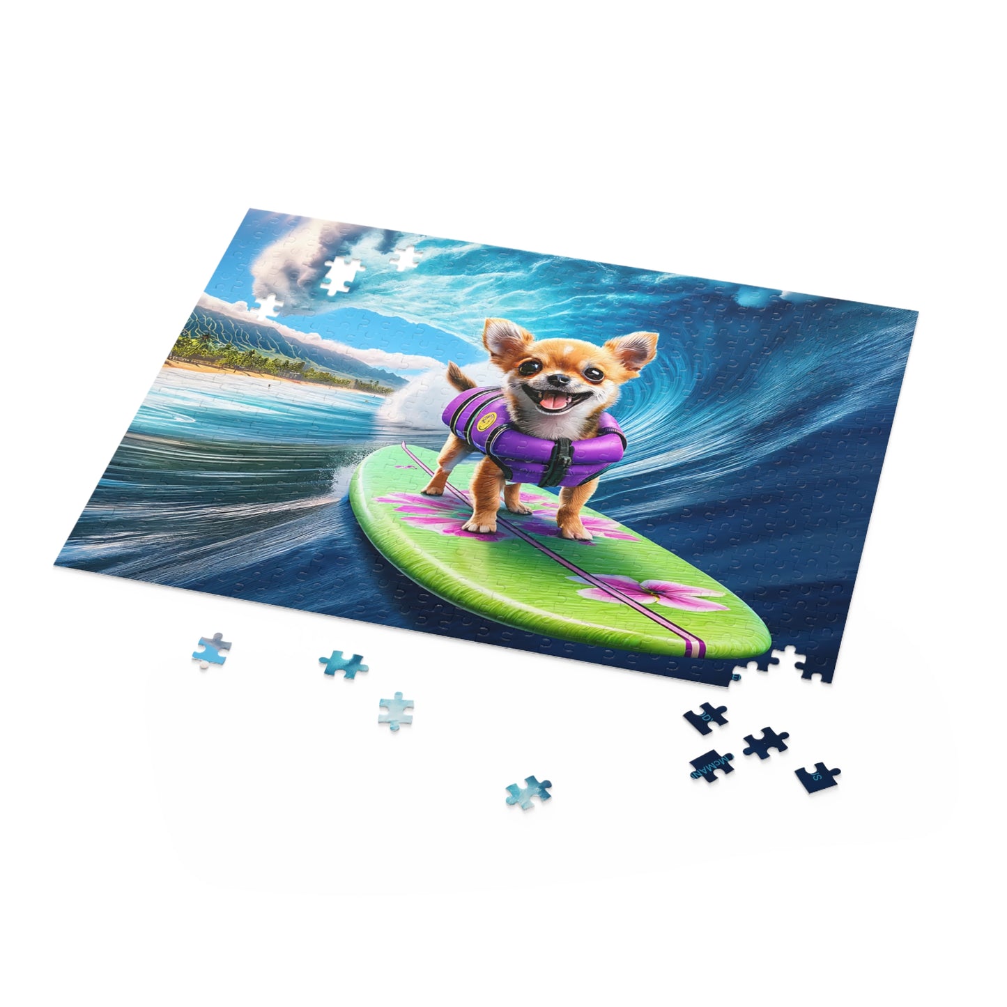 Surf Pups! Surfing Chihuahua Puppy Puzzle 2 - (120, 252, 500-Piece)