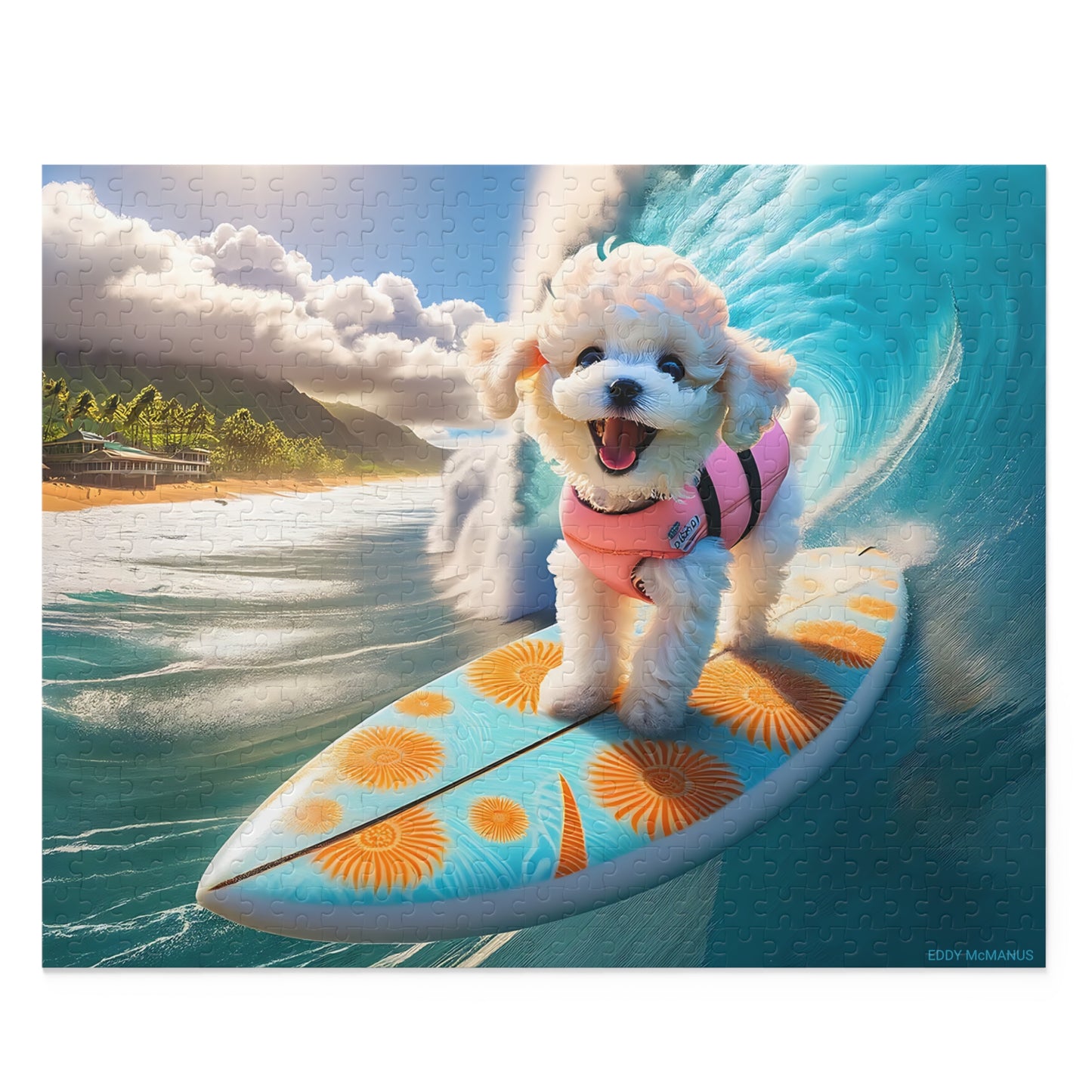 Surf Pups! Surfing Poodle Puppy Puzzle 11 - (120, 252, 500-Piece)