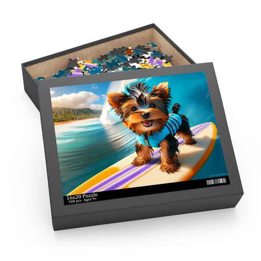 Surf Pups! Surfing Yorkie Puppy Puzzle 6 - (120, 252, 500-Piece)