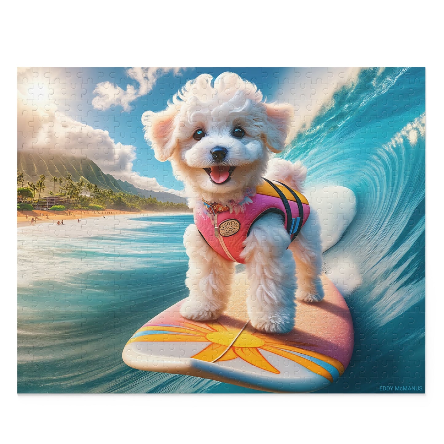 Surf Pups! Surfing Poodle Puppy Puzzle 4 - (120, 252, 500-Piece)