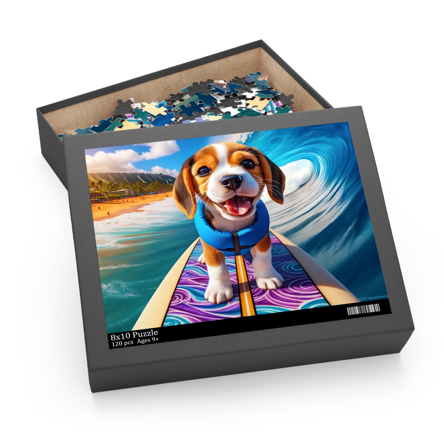 Surf Pups! Surfing Beagle Puppy Puzzle 8 (120, 252, 500-Piece)