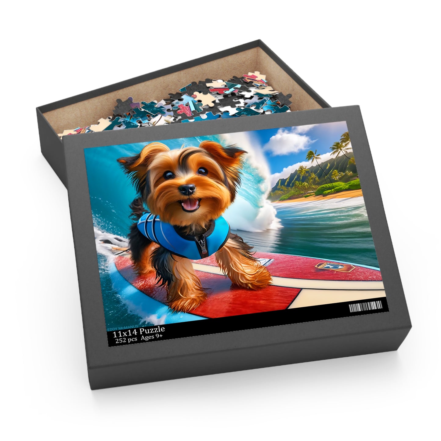 Surf Pups! Surfing Yorkie Puppy Puzzle 7 - (120, 252, 500-Piece)