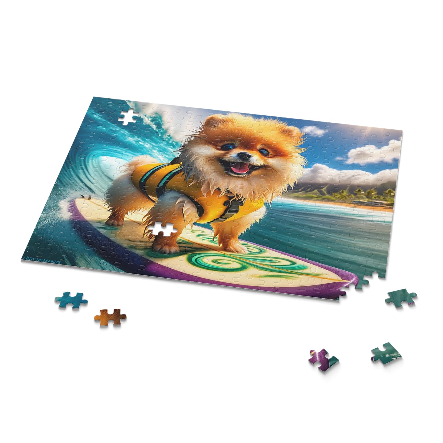 Surf Pups! Surfing Pomeranian Puppy Puzzle 6 - (120, 252, 500-Piece)