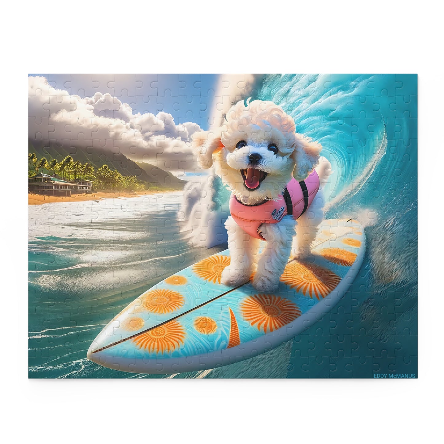 Surf Pups! Surfing Poodle Puppy Puzzle 11 - (120, 252, 500-Piece)