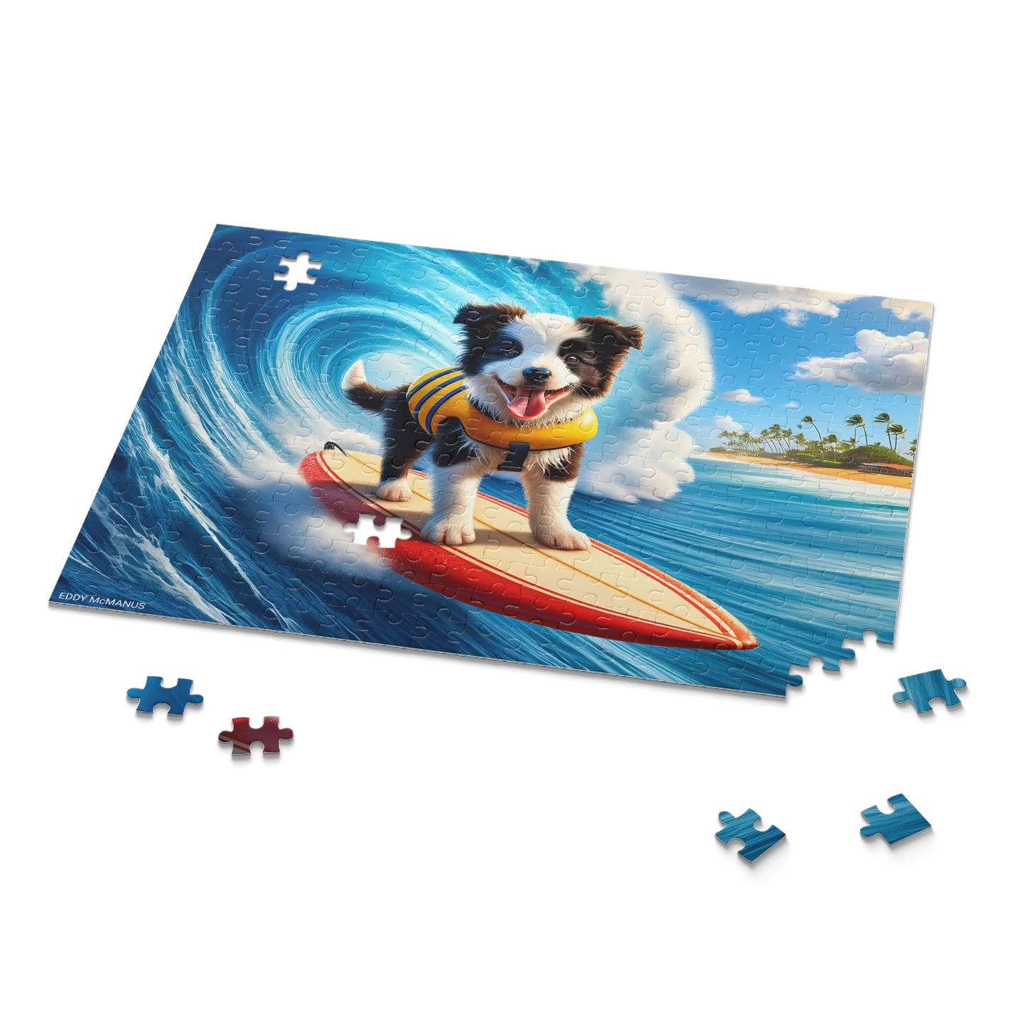 Surf Pups! Surfing Border Collie Puppy Puzzle 5 - (120, 252, 500-Piece)