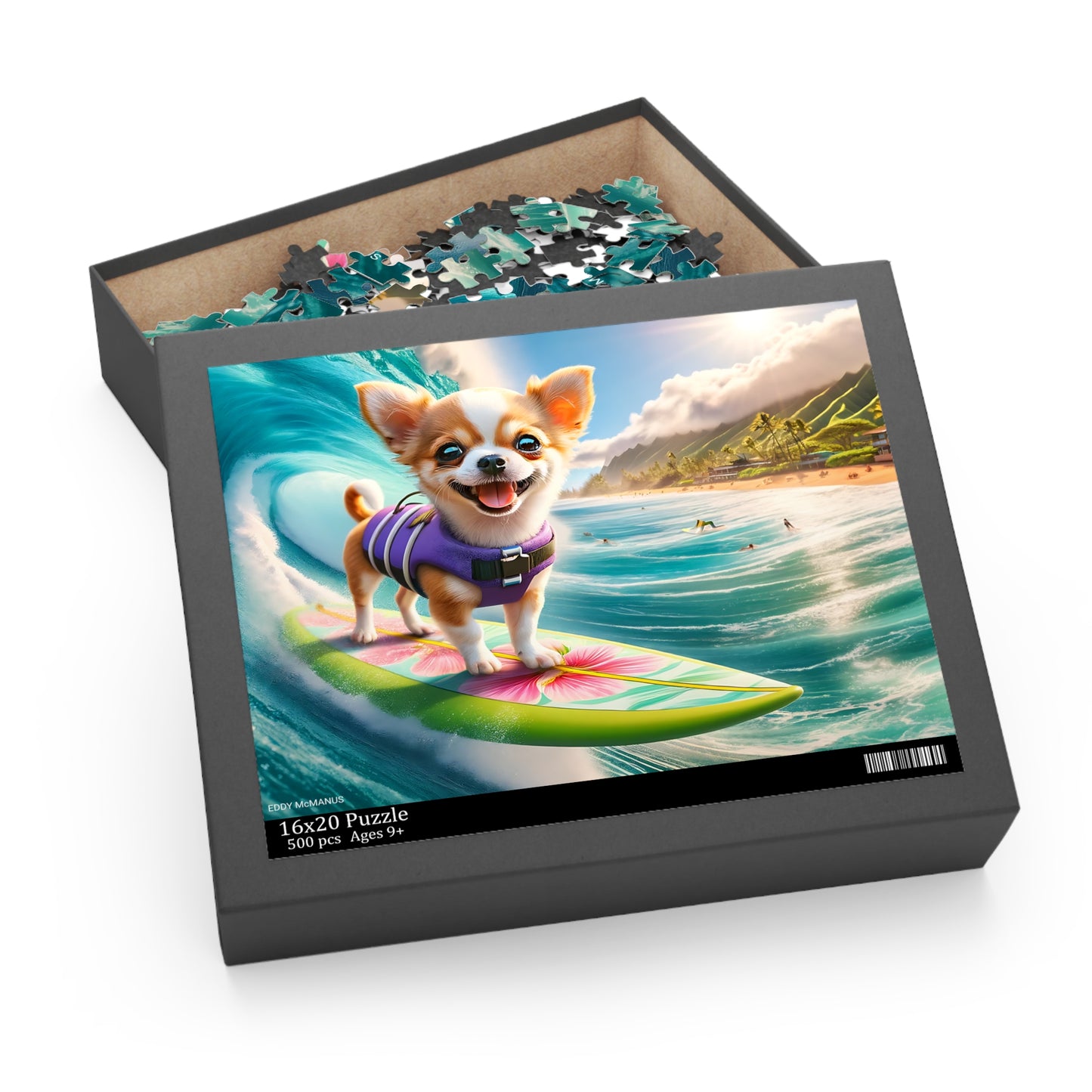 Surf Pups! Surfing Chihuahua Puppy Puzzle 11 - (120, 252, 500-Piece)