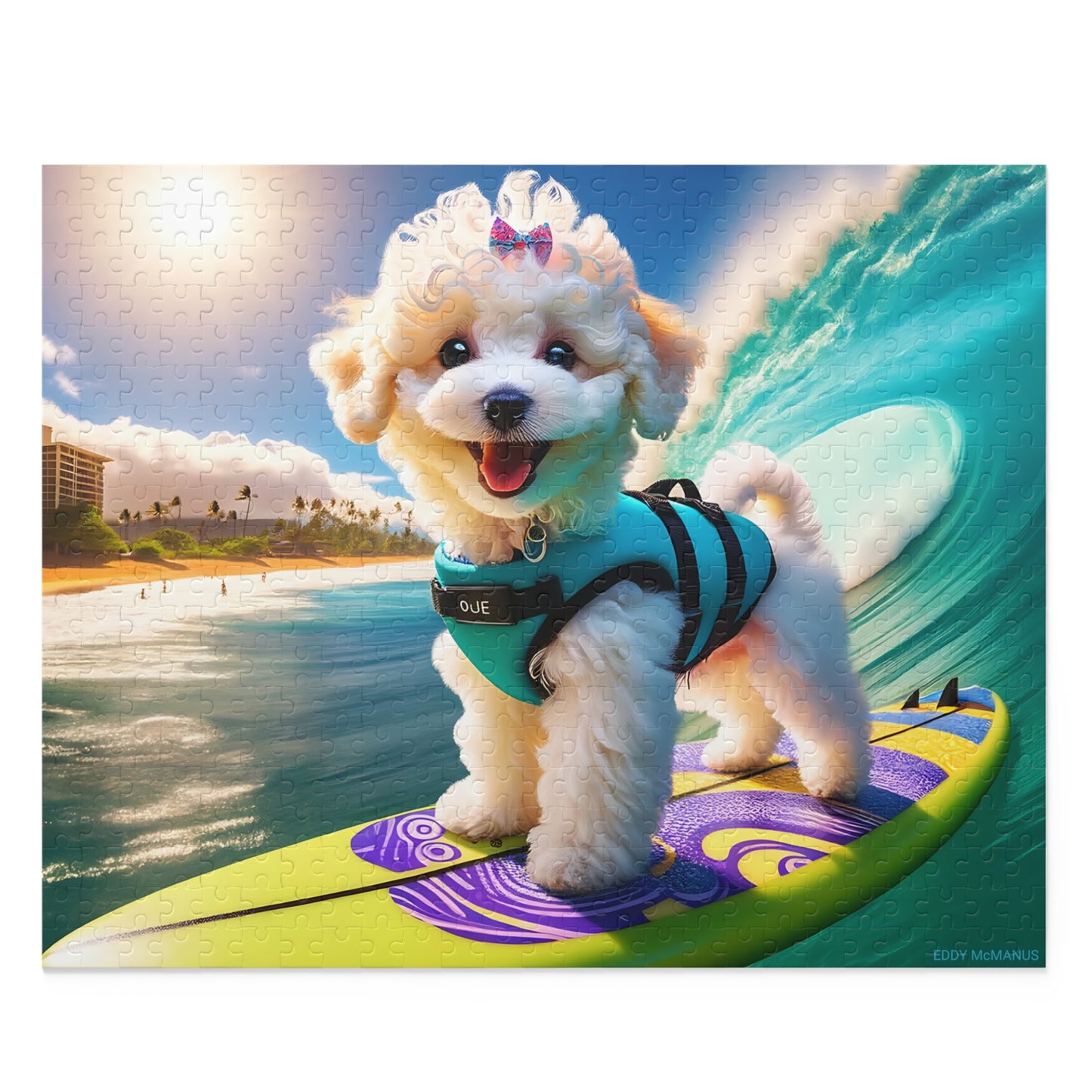 Surf Pups! Surfing Poodle Puppy Puzzle 1 - (120, 252, 500-Piece)