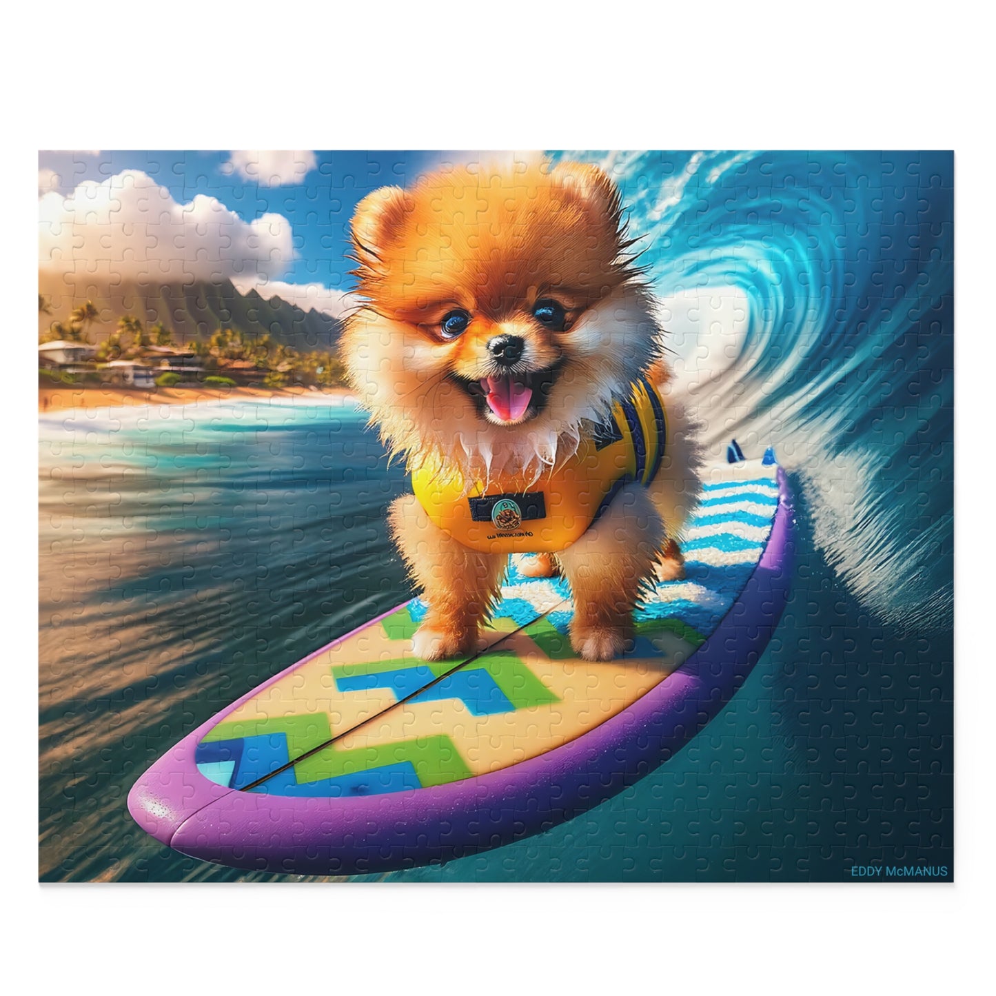 Surf Pups! Surfing Pomeranian Puppy Puzzle 7 - (120, 252, 500-Piece)
