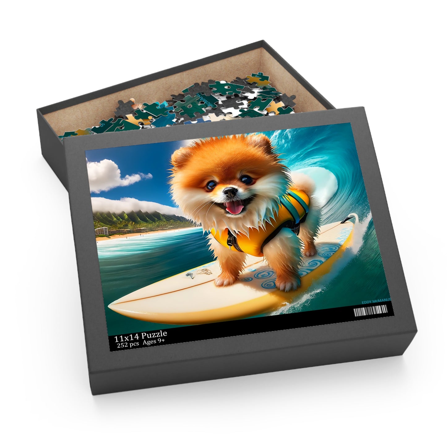Surf Pups! Surfing Pomeranian Puppy Puzzle 9 - (120, 252, 500-Piece)