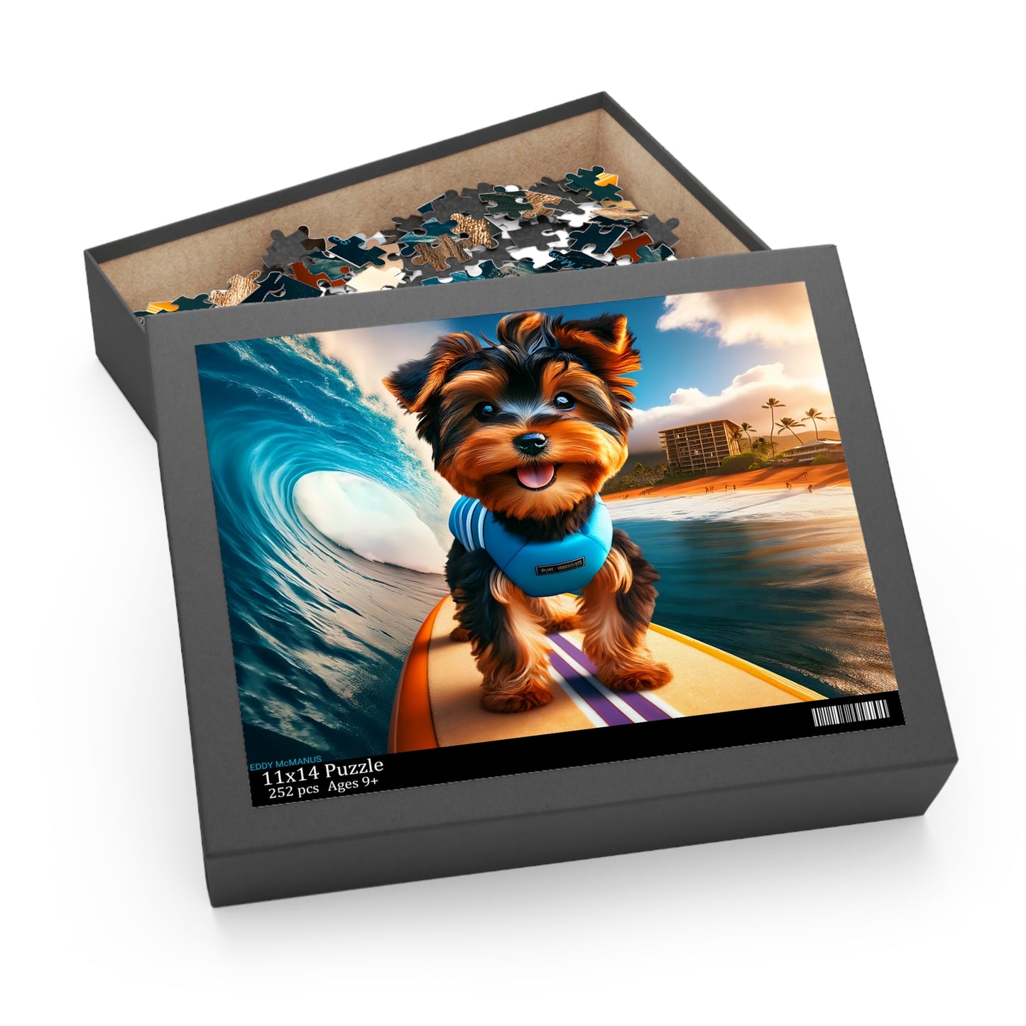 Surf Pups! Surfing Yorkie Puppy Puzzle 1 - (120, 252, 500-Piece)
