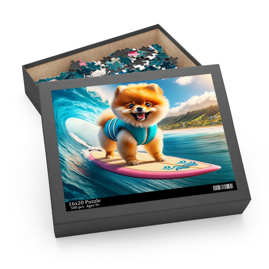 Surf Pups! Surfing Pomeranian Puppy Puzzle 4 - (120, 252, 500-Piece)
