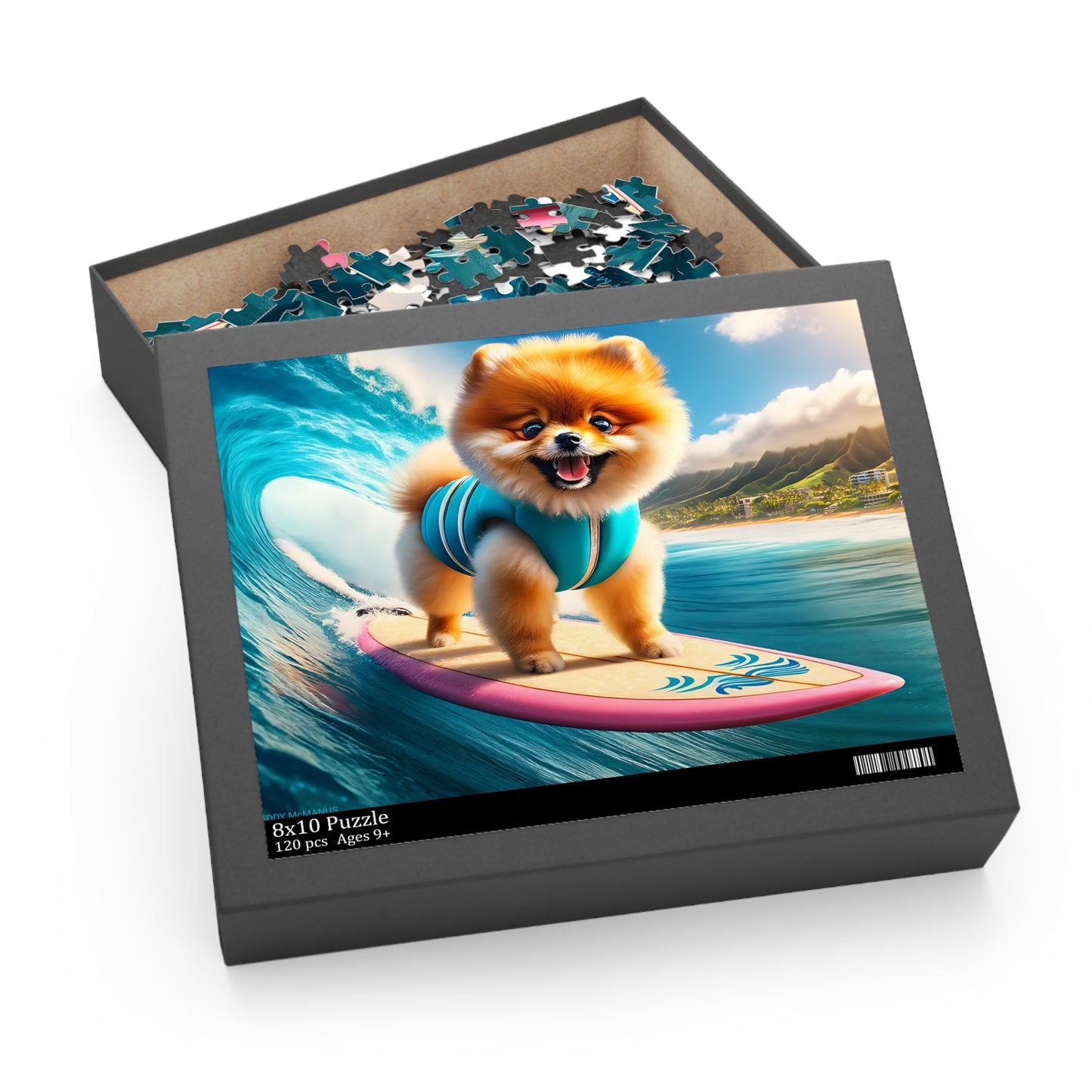 Surf Pups! Surfing Pomeranian Puppy Puzzle 4 - (120, 252, 500-Piece)