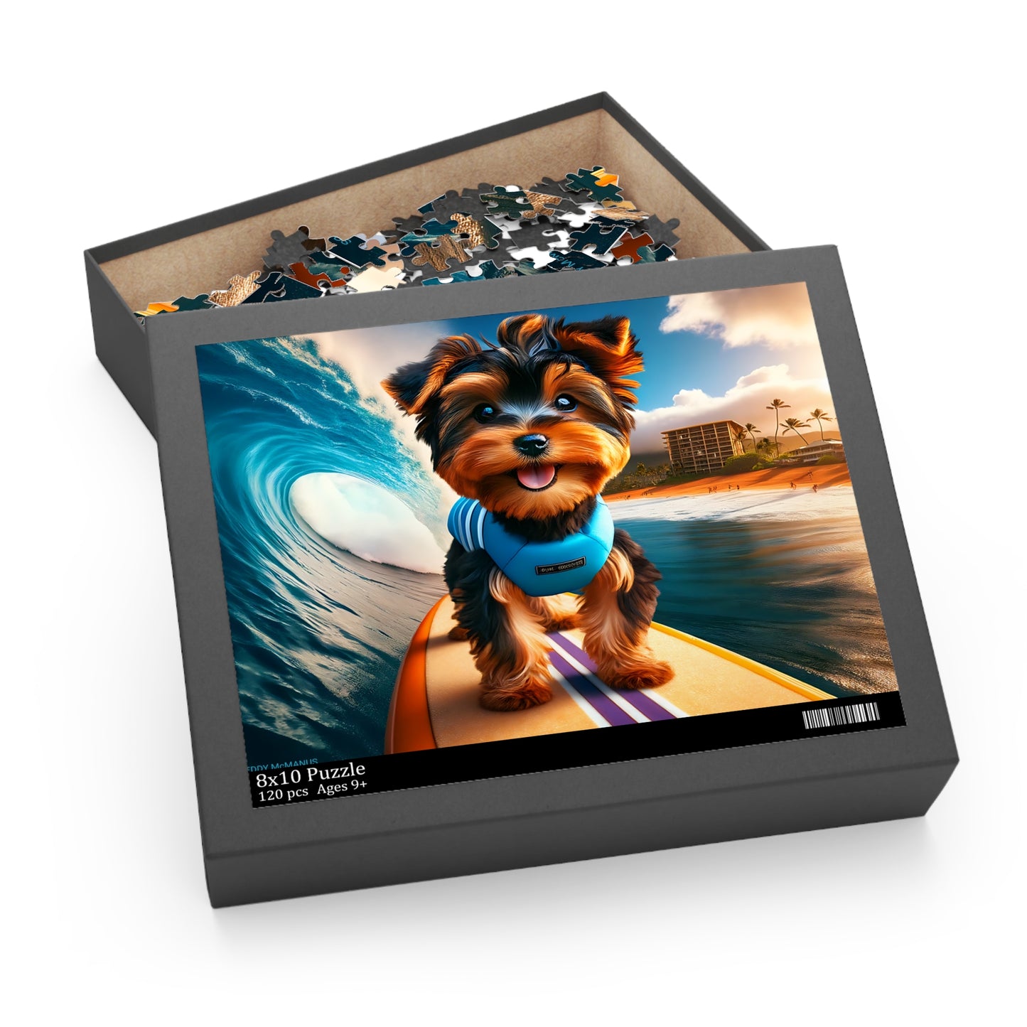 Surf Pups! Surfing Yorkie Puppy Puzzle 1 - (120, 252, 500-Piece)
