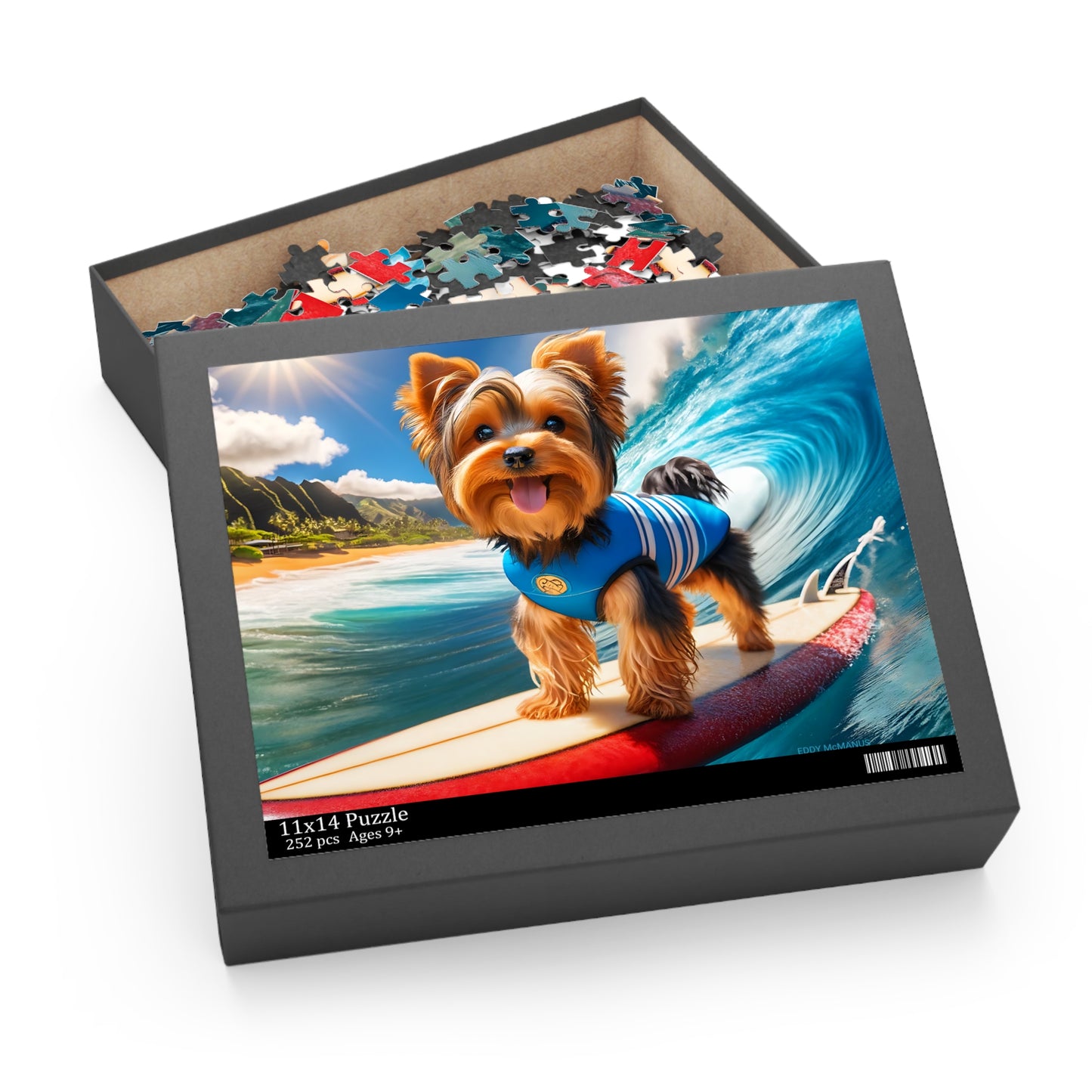 Surf Pups! Surfing Yorkie Puppy Puzzle 8 - (120, 252, 500-Piece)