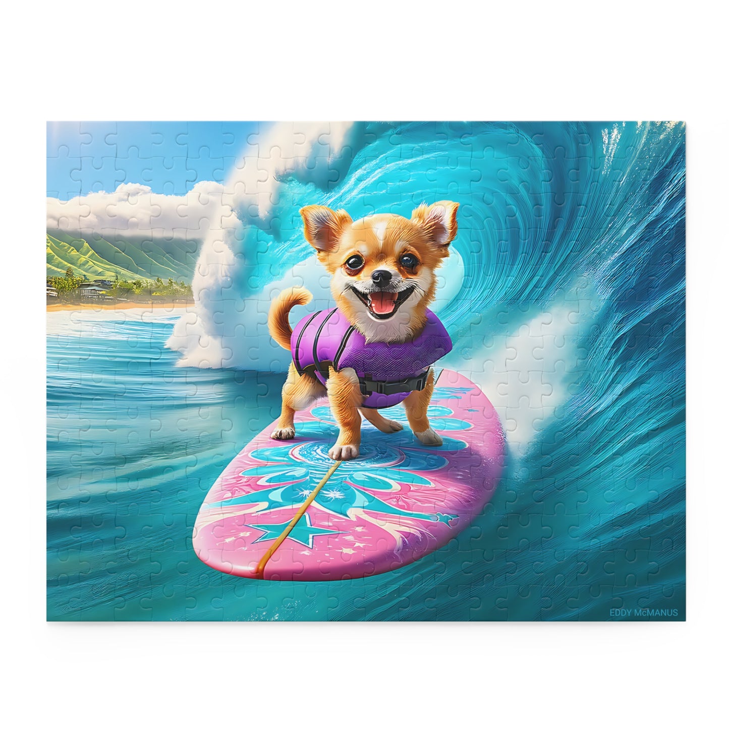 Surf Pups! Surfing Chihuahua Puppy Puzzle 10 - (120, 252, 500-Piece)