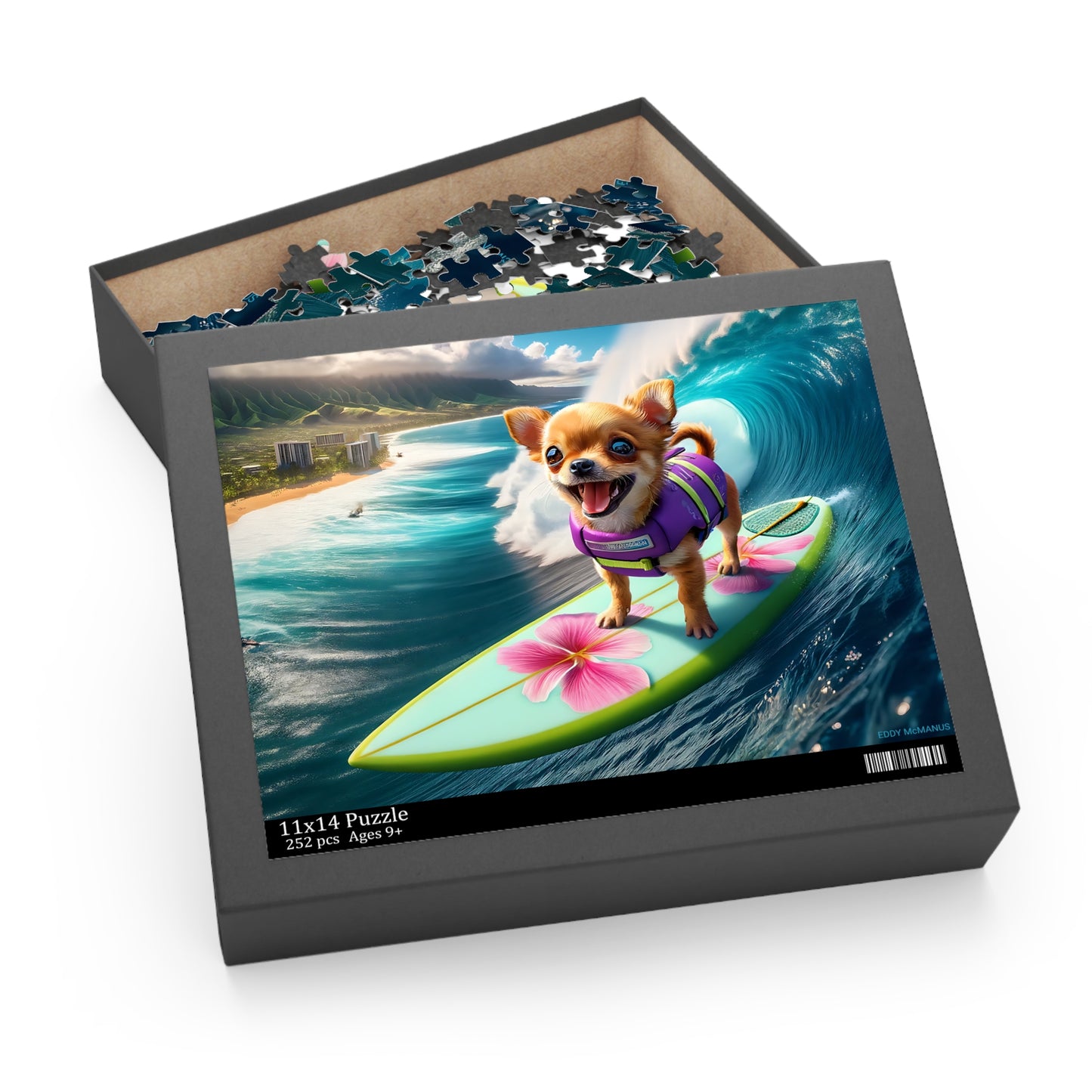 Surf Pups! Surfing Chihuahua Puppy Puzzle 1 - (120, 252, 500-Piece)