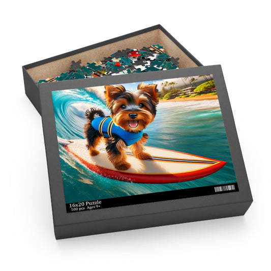 Surf Pups! Surfing Yorkie Puppy Puzzle 11 - (120, 252, 500-Piece)
