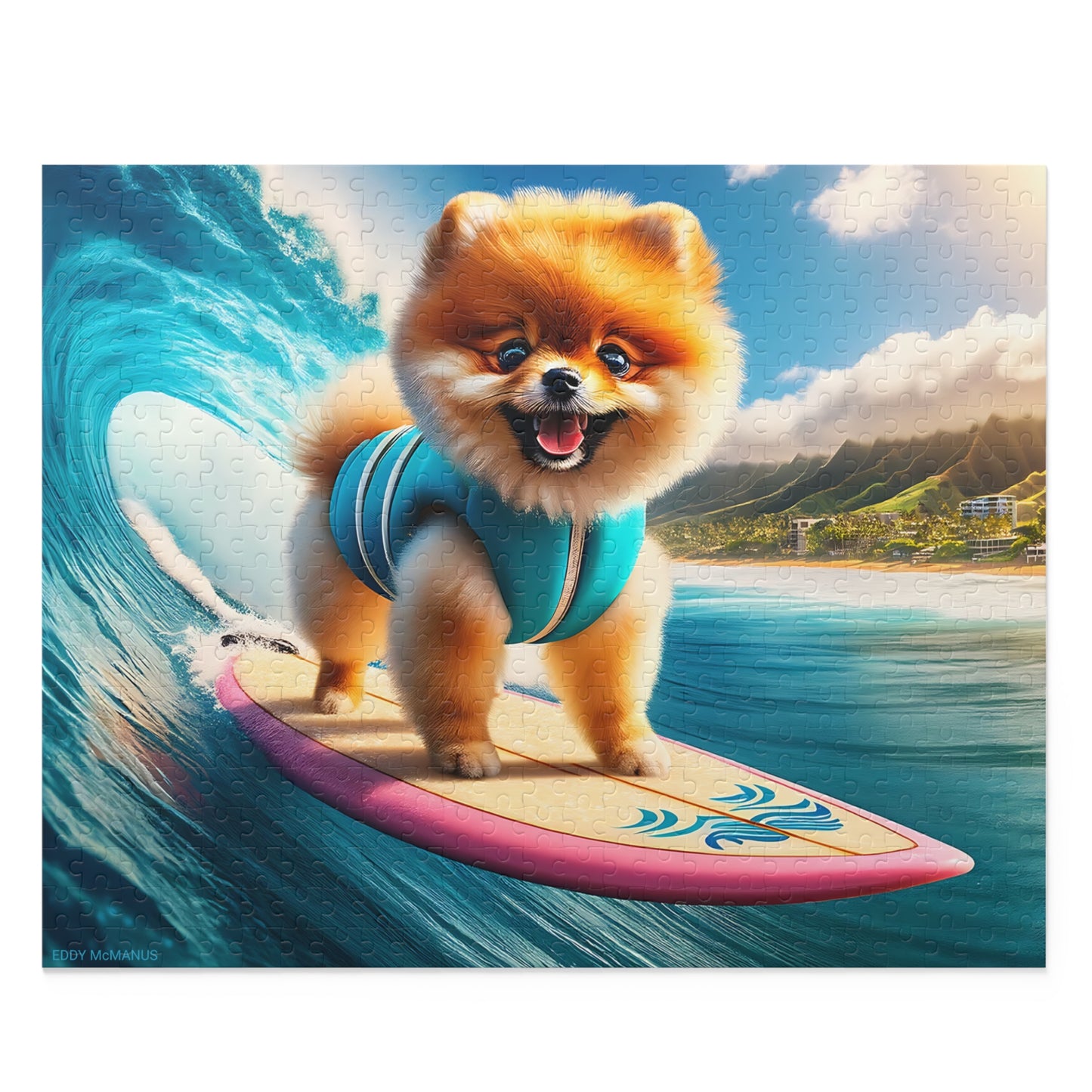 Surf Pups! Surfing Pomeranian Puppy Puzzle 4 - (120, 252, 500-Piece)