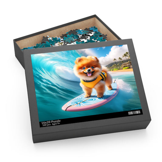 Surf Pups! Surfing Pomeranian Puppy Puzzle 1 - (120, 252, 500-Piece)