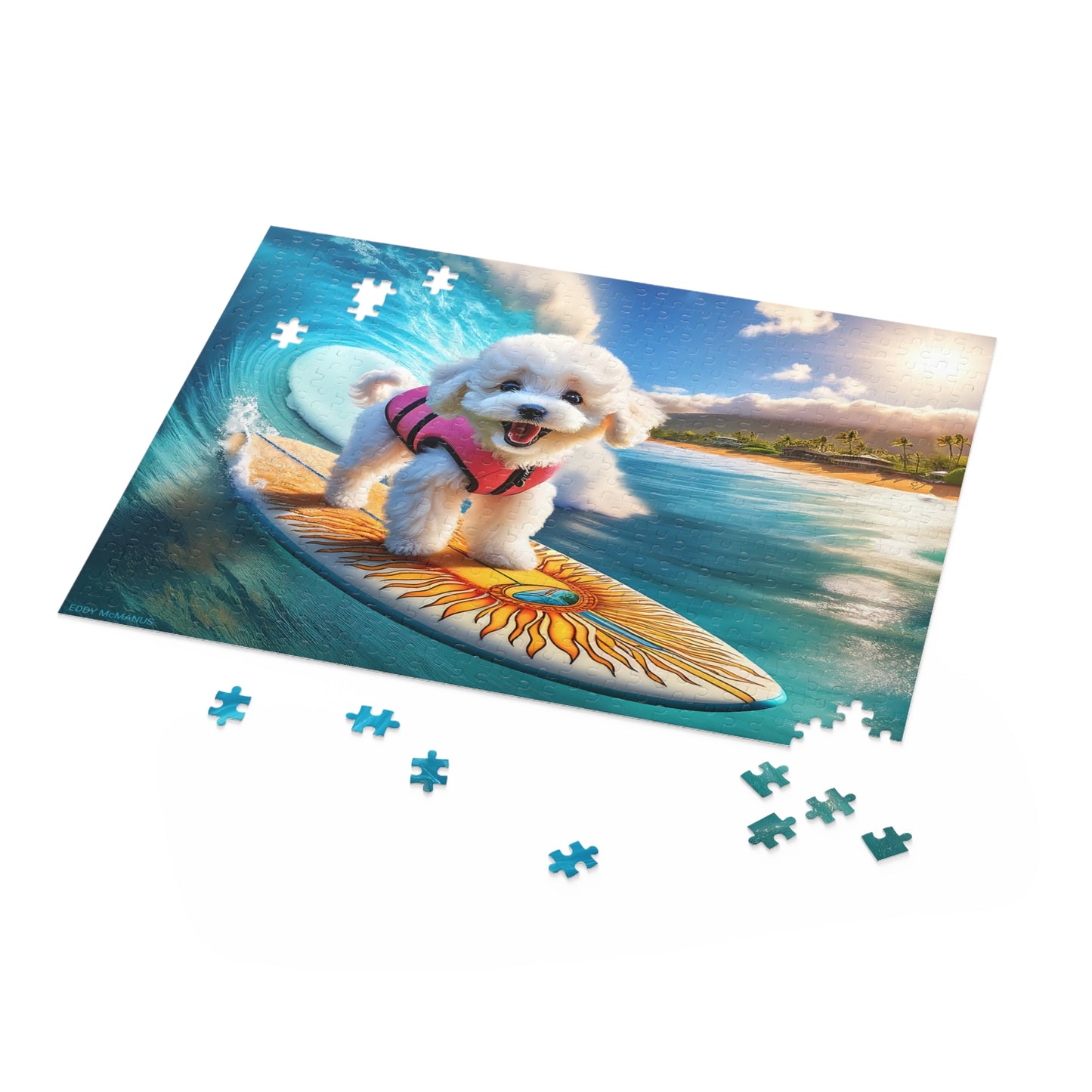 Surf Pups! Surfing Poodle Puppy Puzzle 10 - (120, 252, 500-Piece)