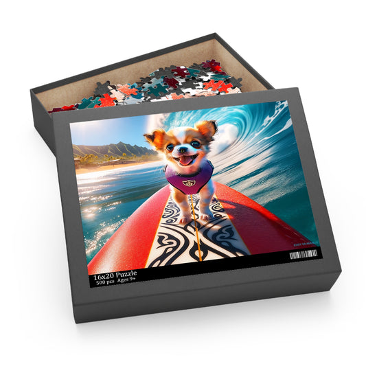 Surf Pups! Surfing Chihuahua Puppy Puzzle 6 - (120, 252, 500-Piece)