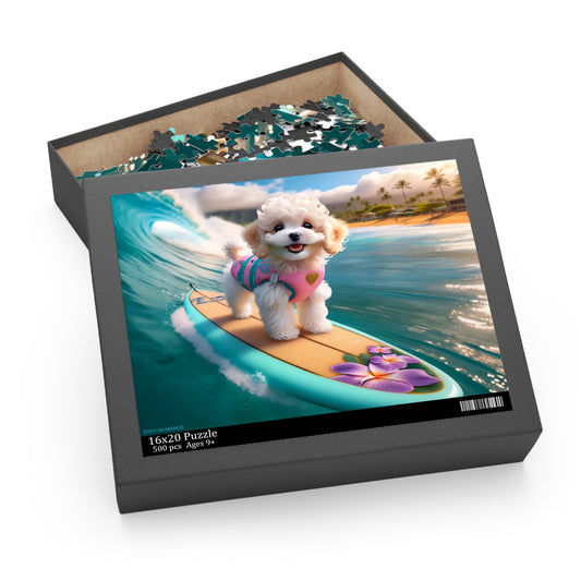 Surf Pups! Surfing Poodle Puppy Puzzle 7 - (120, 252, 500-Piece)
