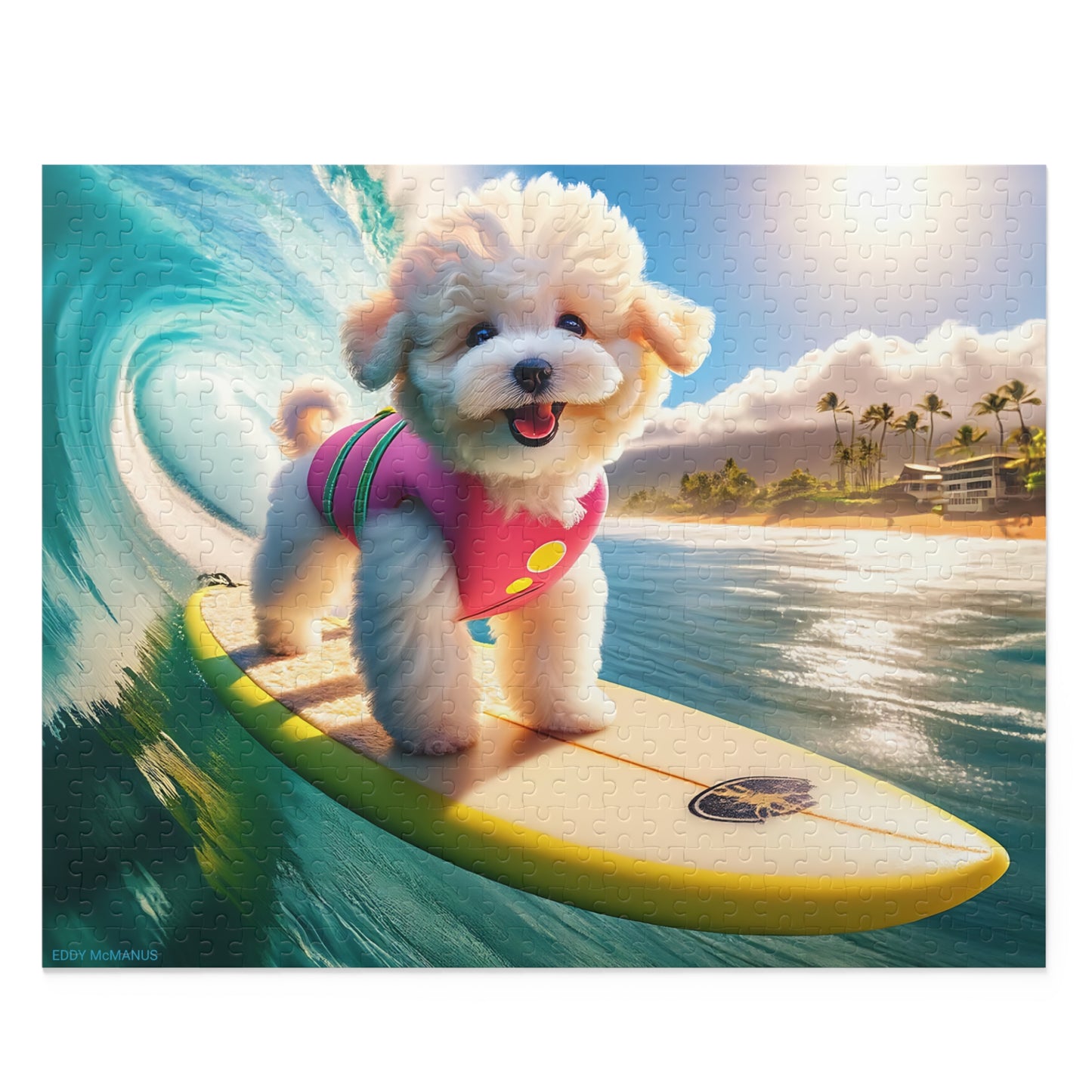 Surf Pups! Surfing Poodle Puppy Puzzle 12 - (120, 252, 500-Piece)