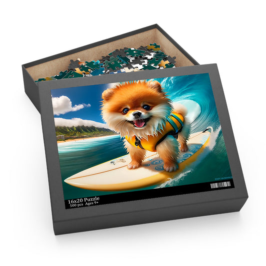 Surf Pups! Surfing Pomeranian Puppy Puzzle 9 - (120, 252, 500-Piece)