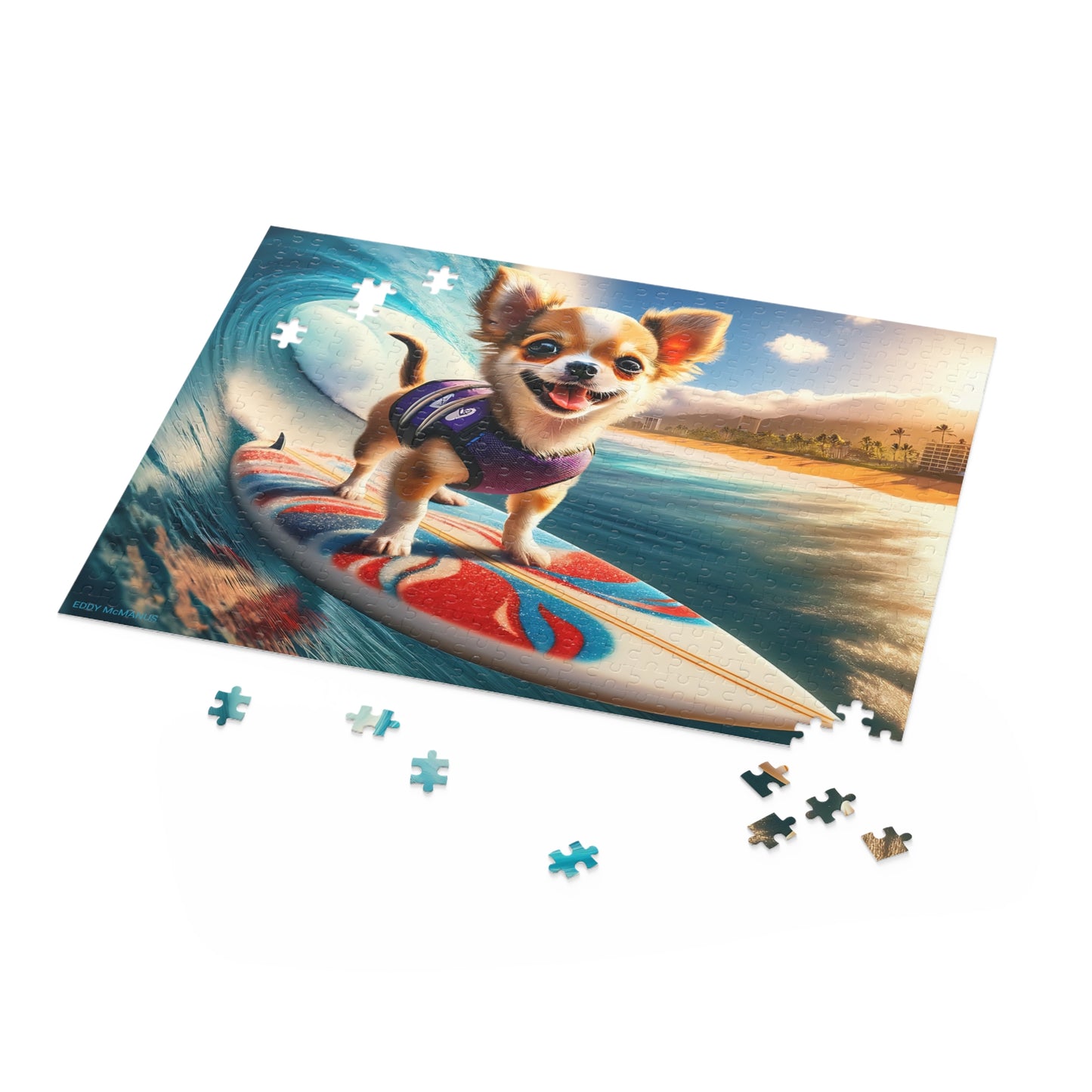 Surf Pups! Surfing Chihuahua Puppy Puzzle 4 - (120, 252, 500-Piece)