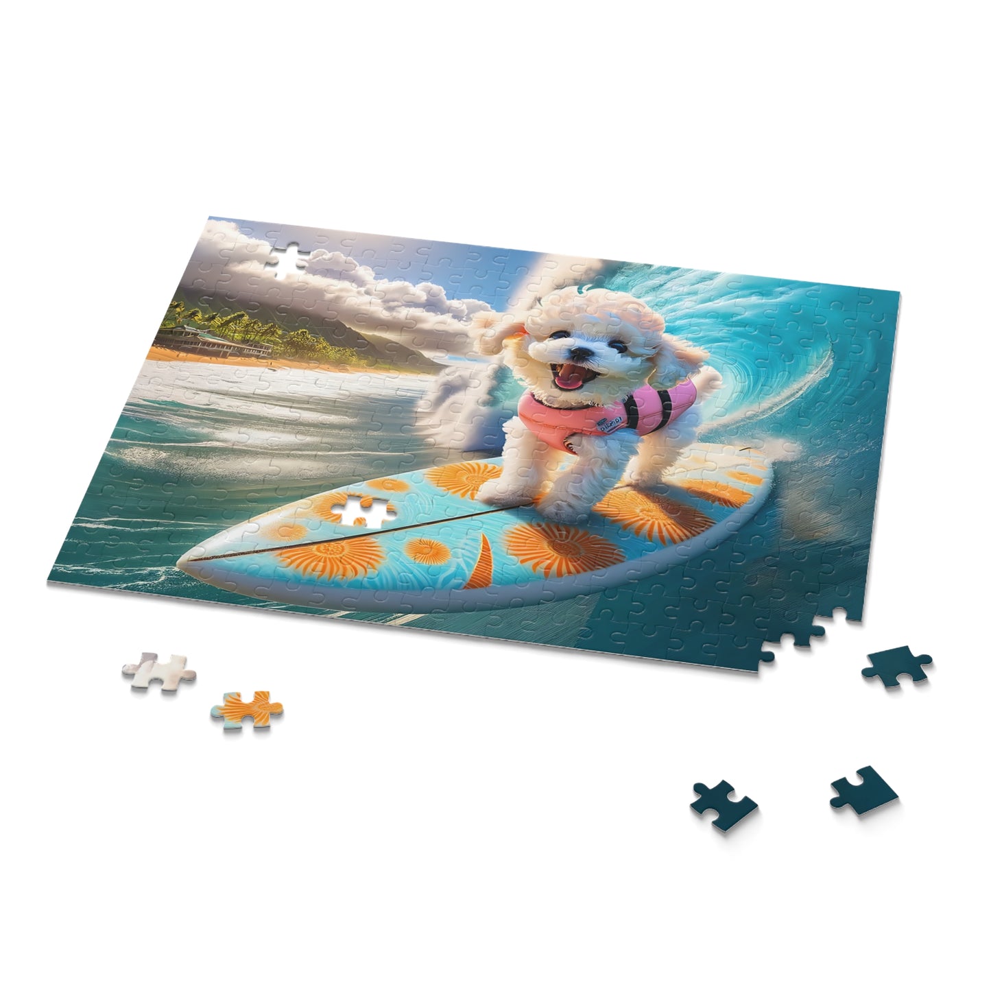 Surf Pups! Surfing Poodle Puppy Puzzle 11 - (120, 252, 500-Piece)