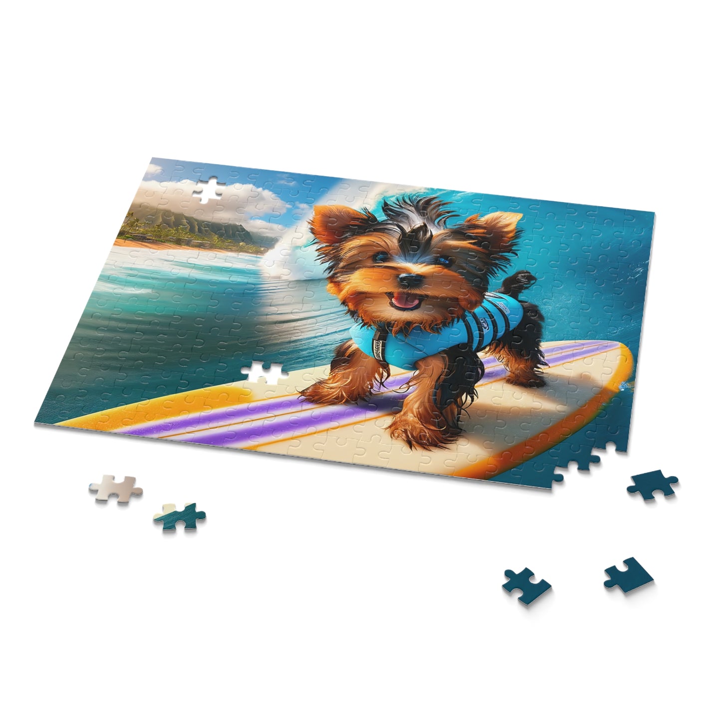 Surf Pups! Surfing Yorkie Puppy Puzzle 6 - (120, 252, 500-Piece)