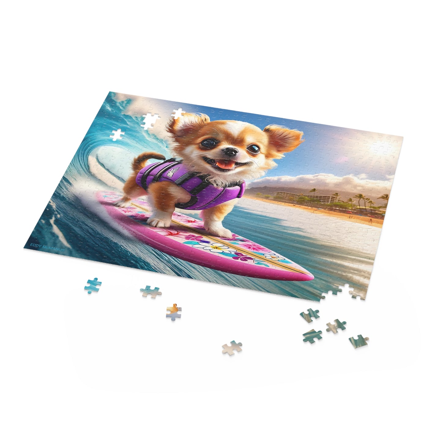 Surf Pups! Surfing Chihuahua Puppy Puzzle 7 - (120, 252, 500-Piece)