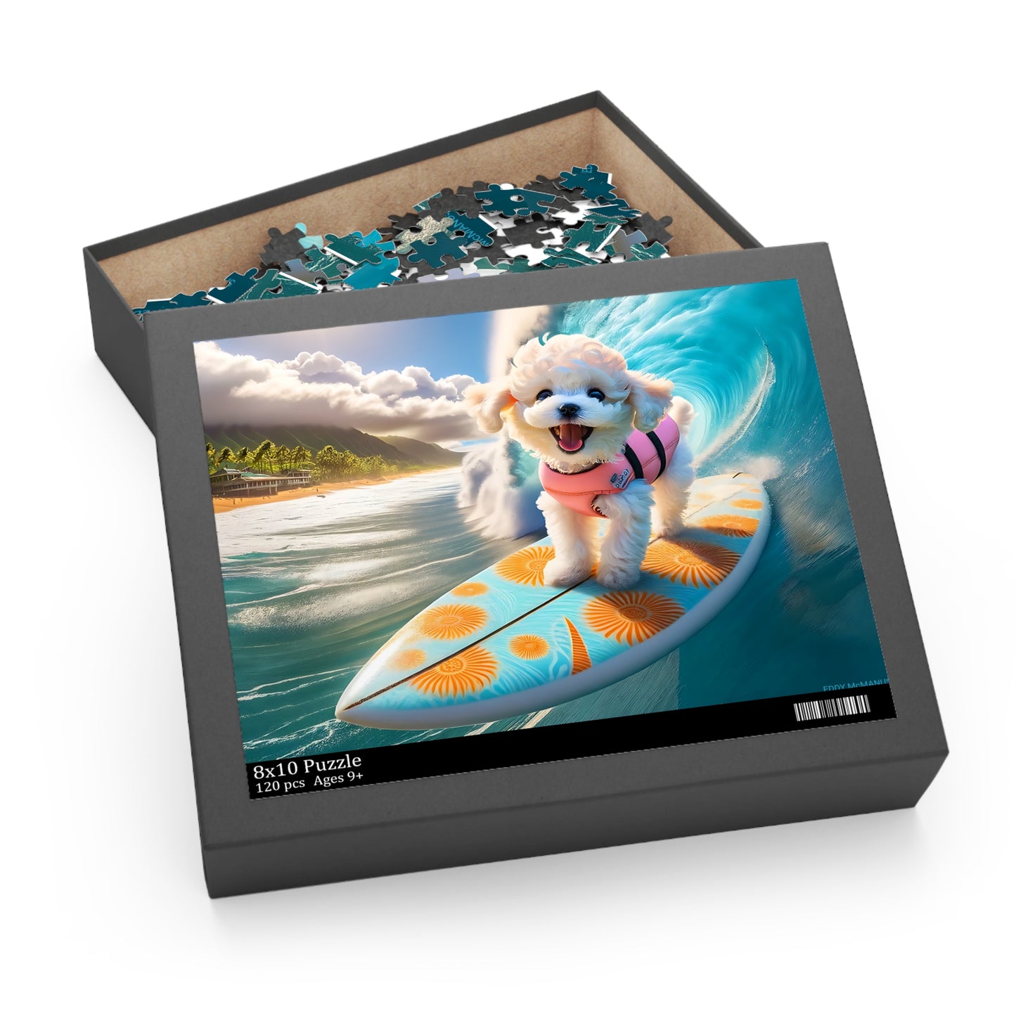 Surf Pups! Surfing Poodle Puppy Puzzle 11 - (120, 252, 500-Piece)