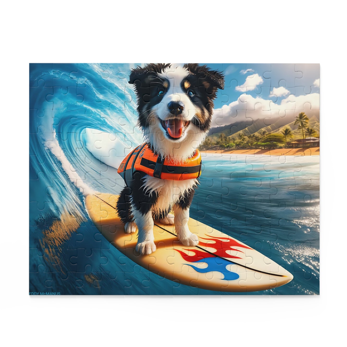 Surf Pups! Surfing Border Collie Puppy Puzzle 9 - (120, 252, 500-Piece)