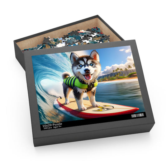 Surf Pups! Surfing Husky Puppy Puzzle 6 - (120, 252, 500-Piece)