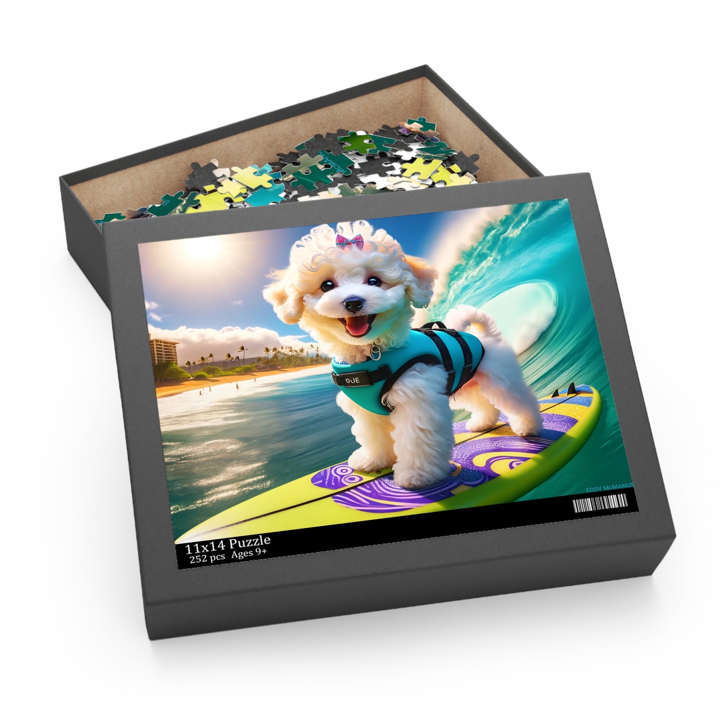 Surf Pups! Surfing Poodle Puppy Puzzle 1 - (120, 252, 500-Piece)