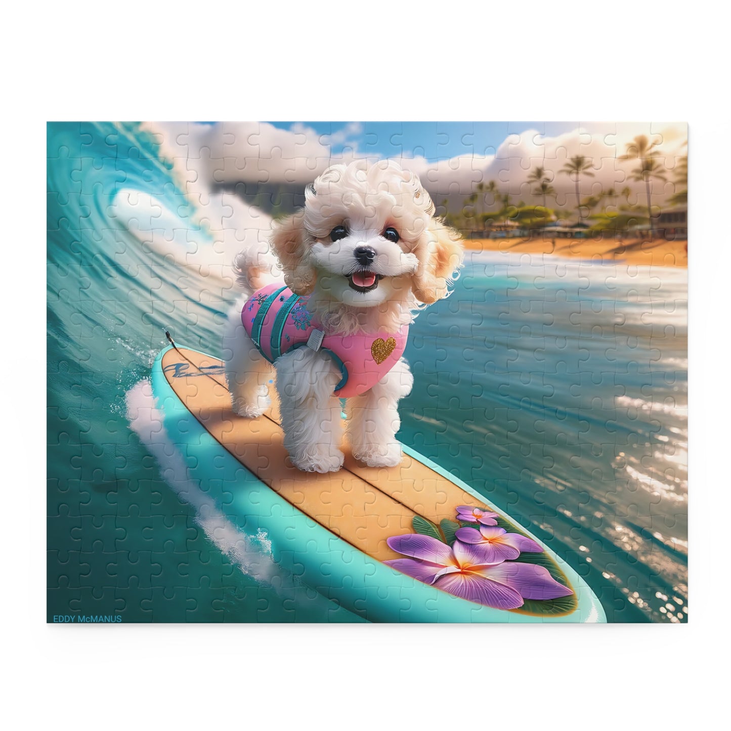 Surf Pups! Surfing Poodle Puppy Puzzle 7 - (120, 252, 500-Piece)