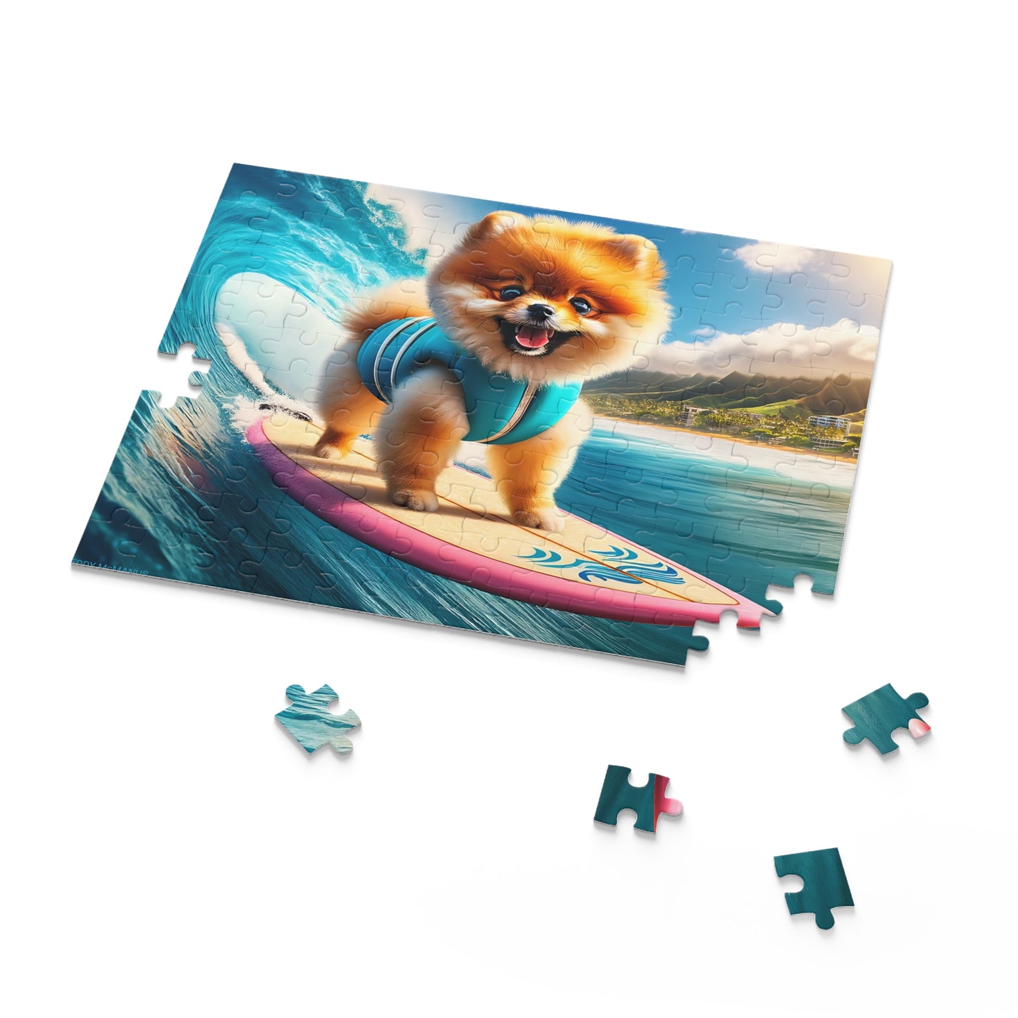 Surf Pups! Surfing Pomeranian Puppy Puzzle 4 - (120, 252, 500-Piece)